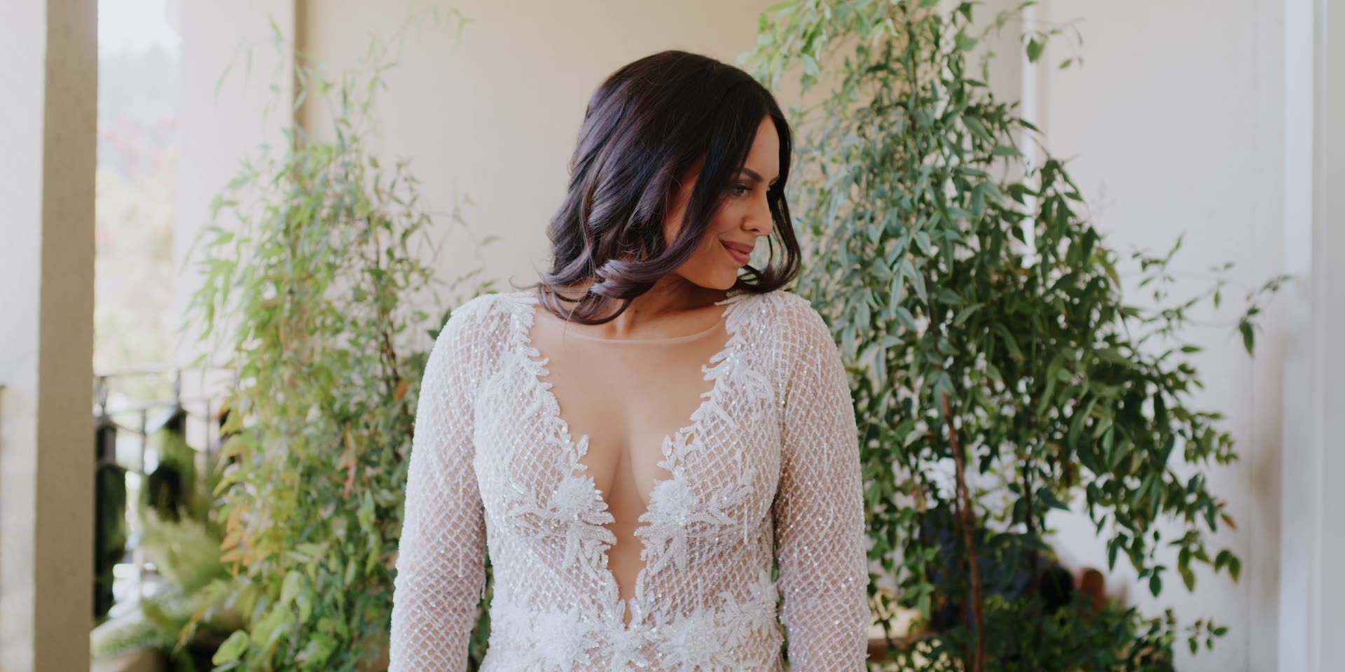 Gabi in the doorway before the ceremony in Calistoga