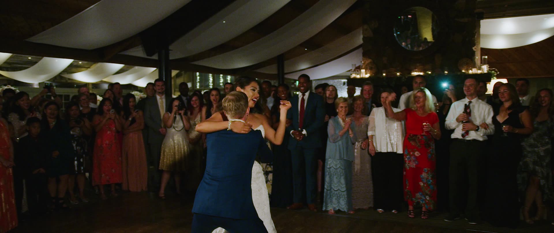 Ben and Catherine's first dance under the pavilion at Calamigos Ranch