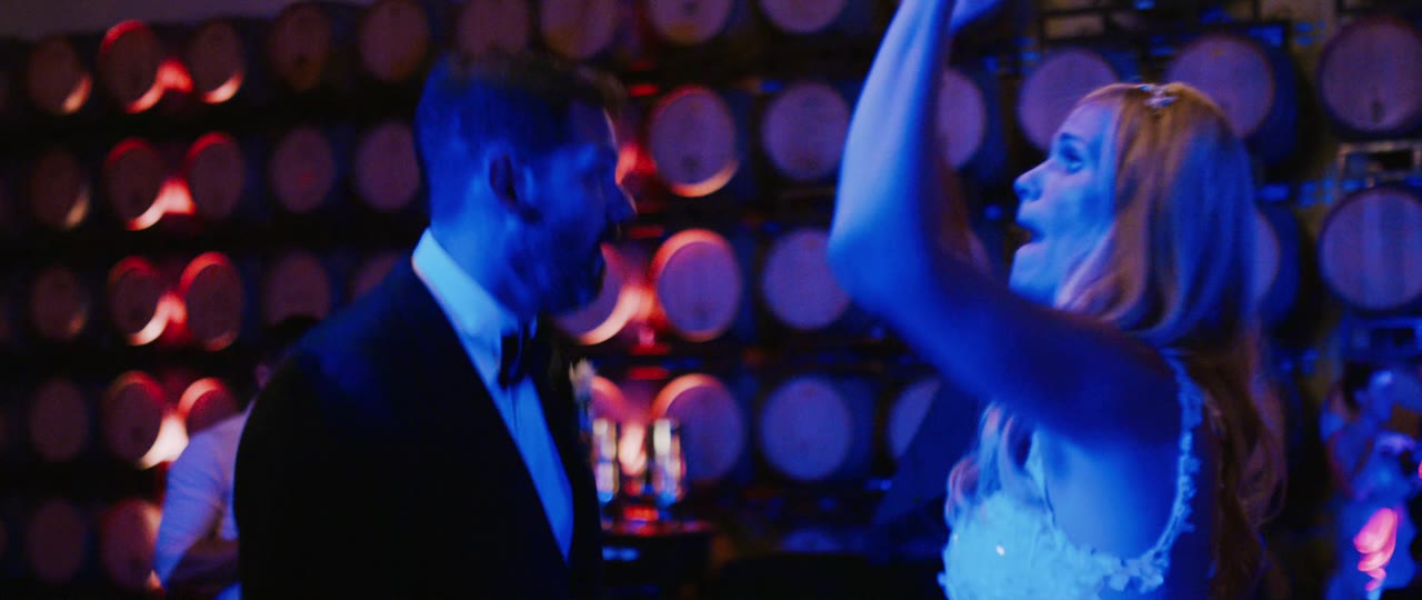 Eric and Analise dancing in the barrel room at Callaway Winery