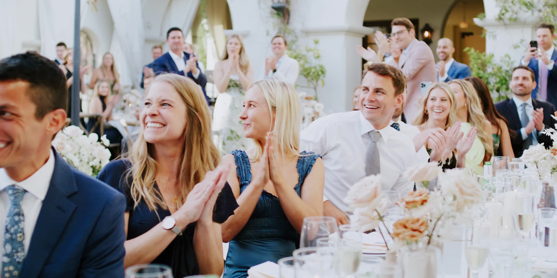 Guests applauding during the reception in Santa Barbara