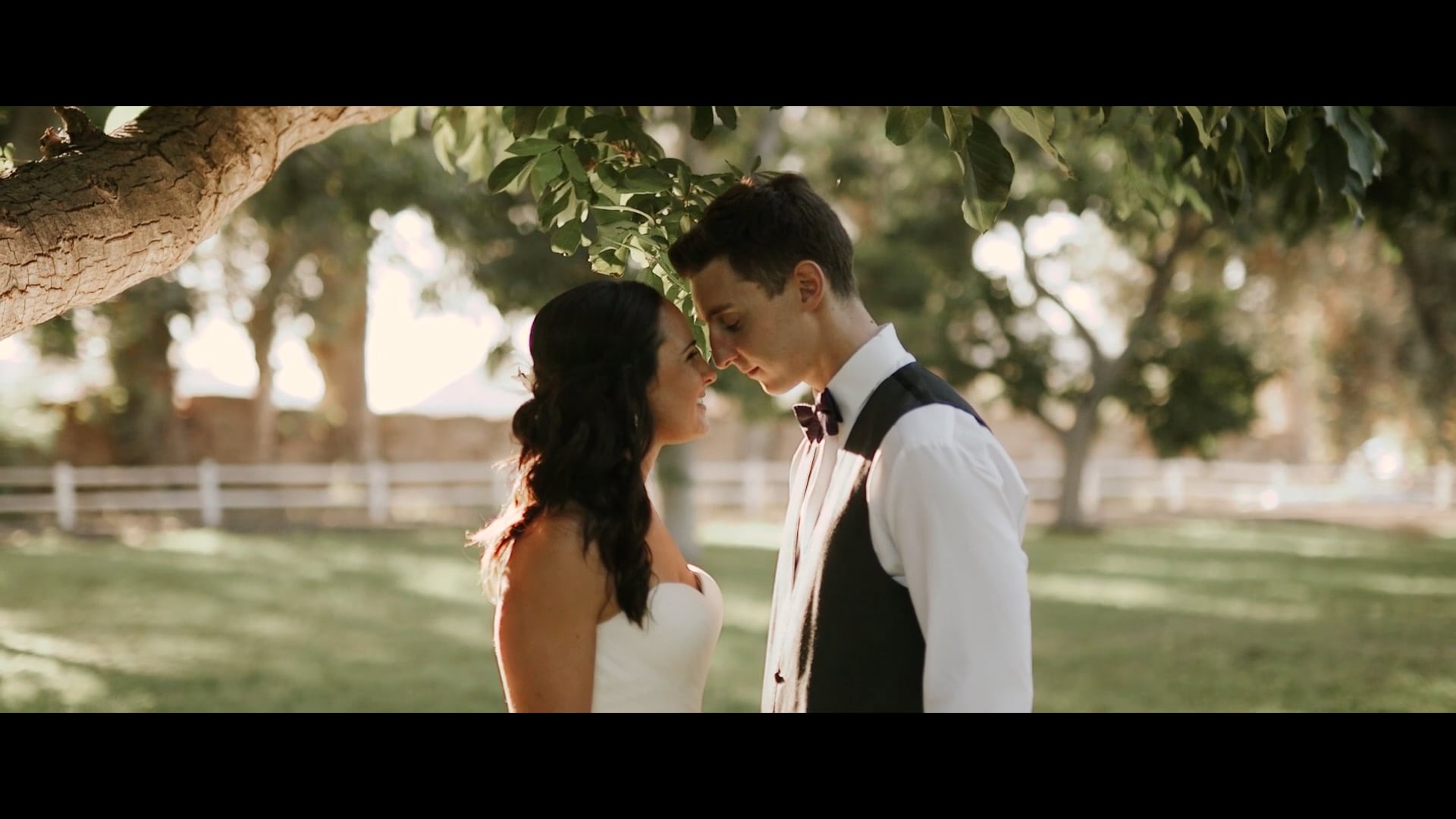 A wedding film still from Westlake Village Inn
