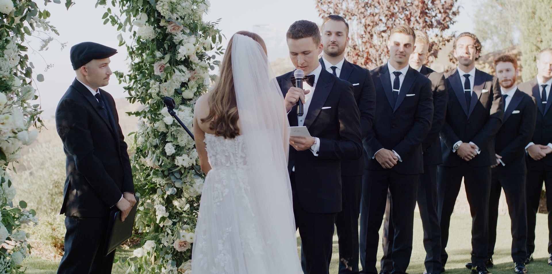 A wedding film still, Andy & Emily