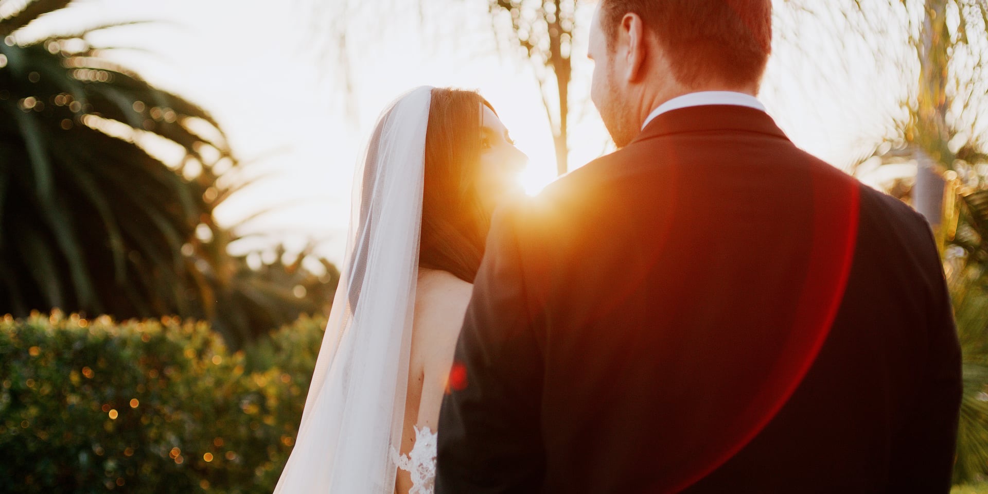 A wedding film still at the Bel-Air Bay Club, Pacific Palisades
