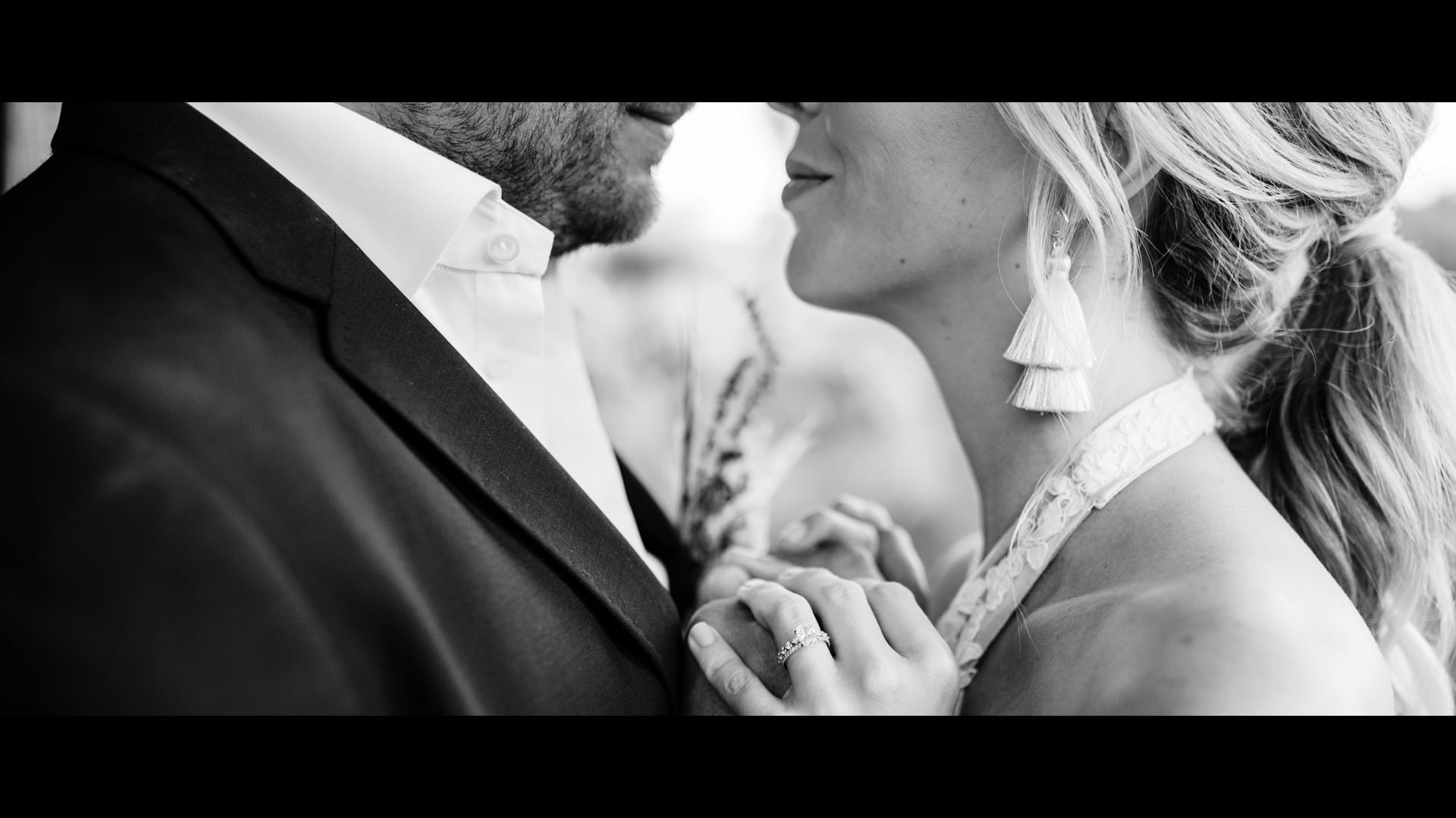 Cameron and Lindsey close together in black and white at Acre Baja