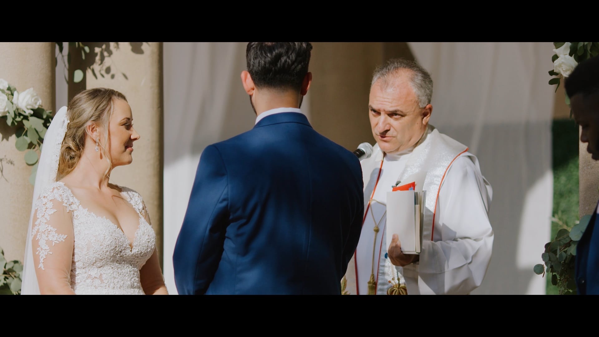 A wedding film still from The Athenaeum in Pasadena