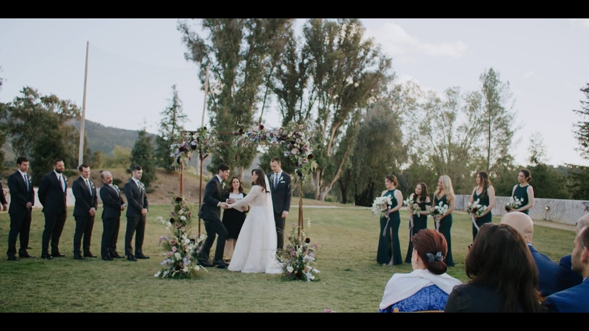 Chris and Jocelyn's wedding ceremony on the lawn at Ojai Valley Inn