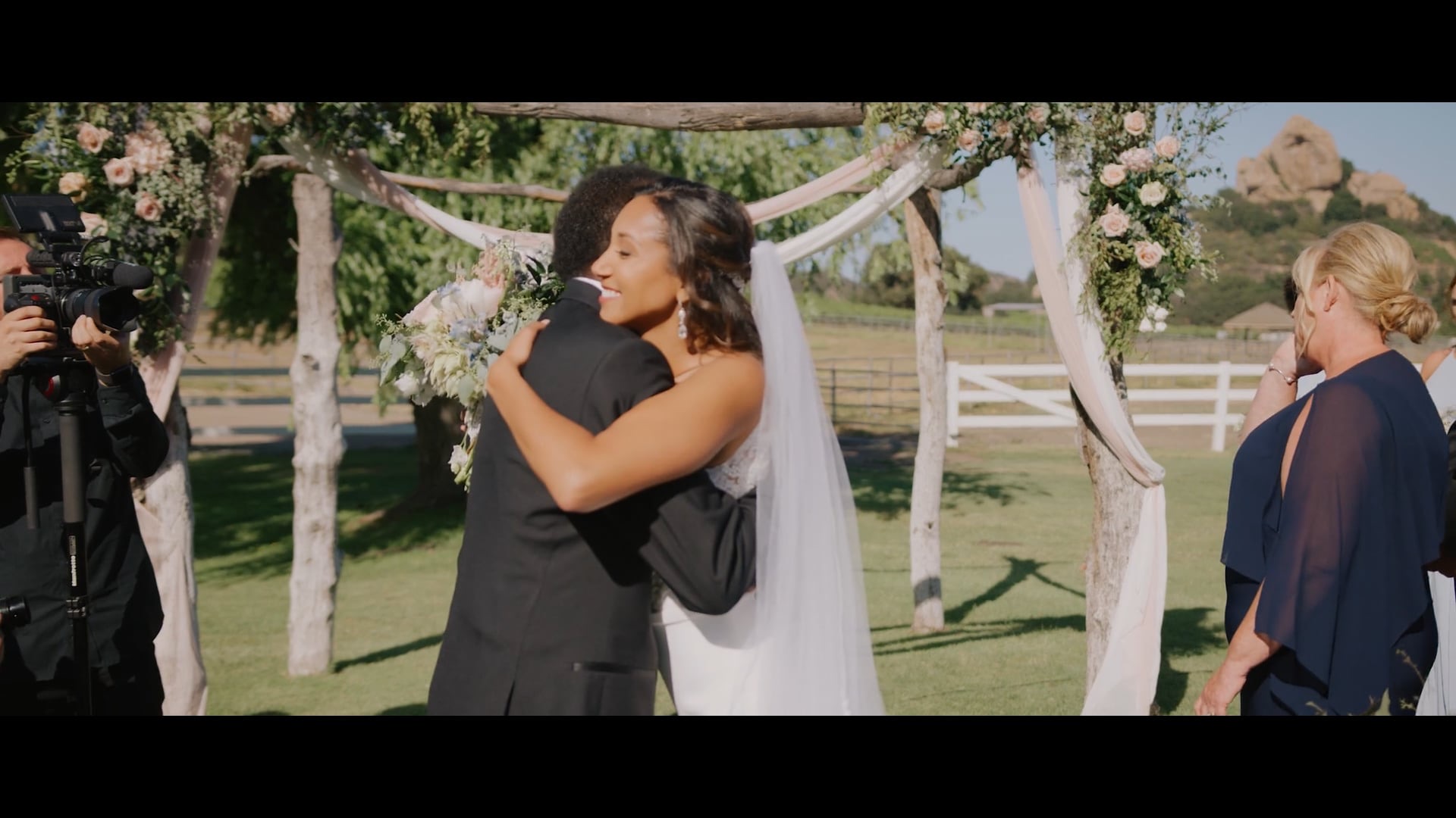 A wedding film still from Saddlerock Ranch in Malibu