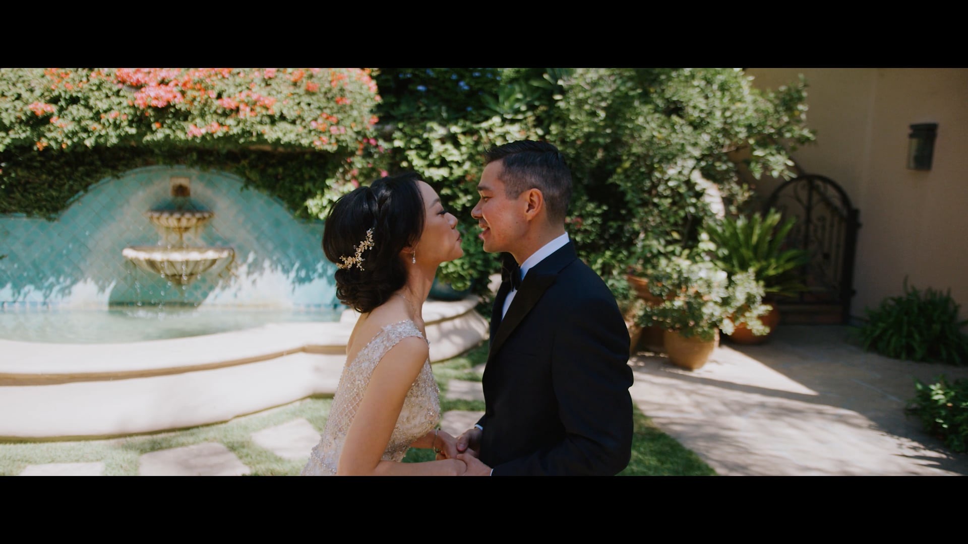 A wedding film still from Villa Verano in Santa Barbara