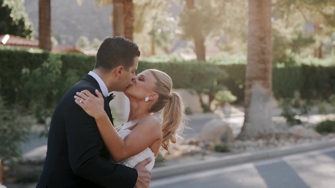 A wedding film still from the Colony Palms Hotel in Palm Springs