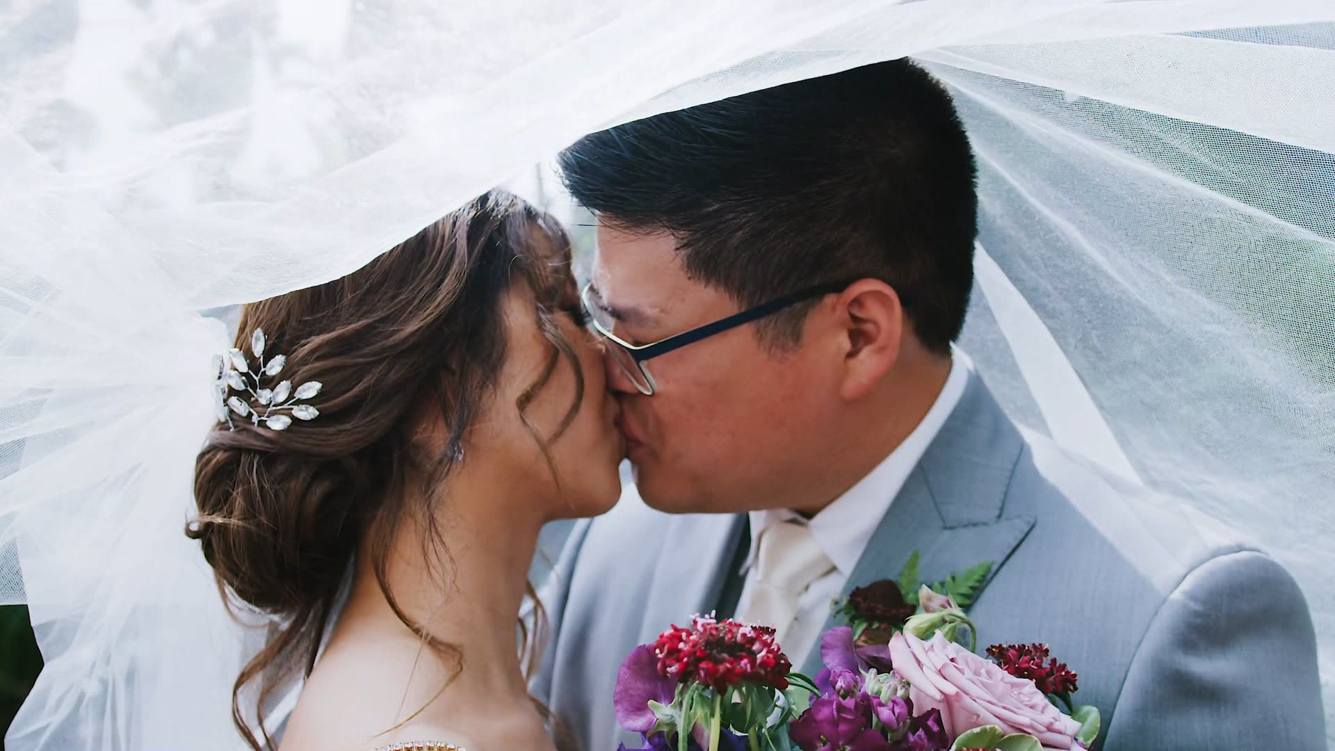 A wedding film still at Grand Tradition Estate and Gardens, Fallbrook