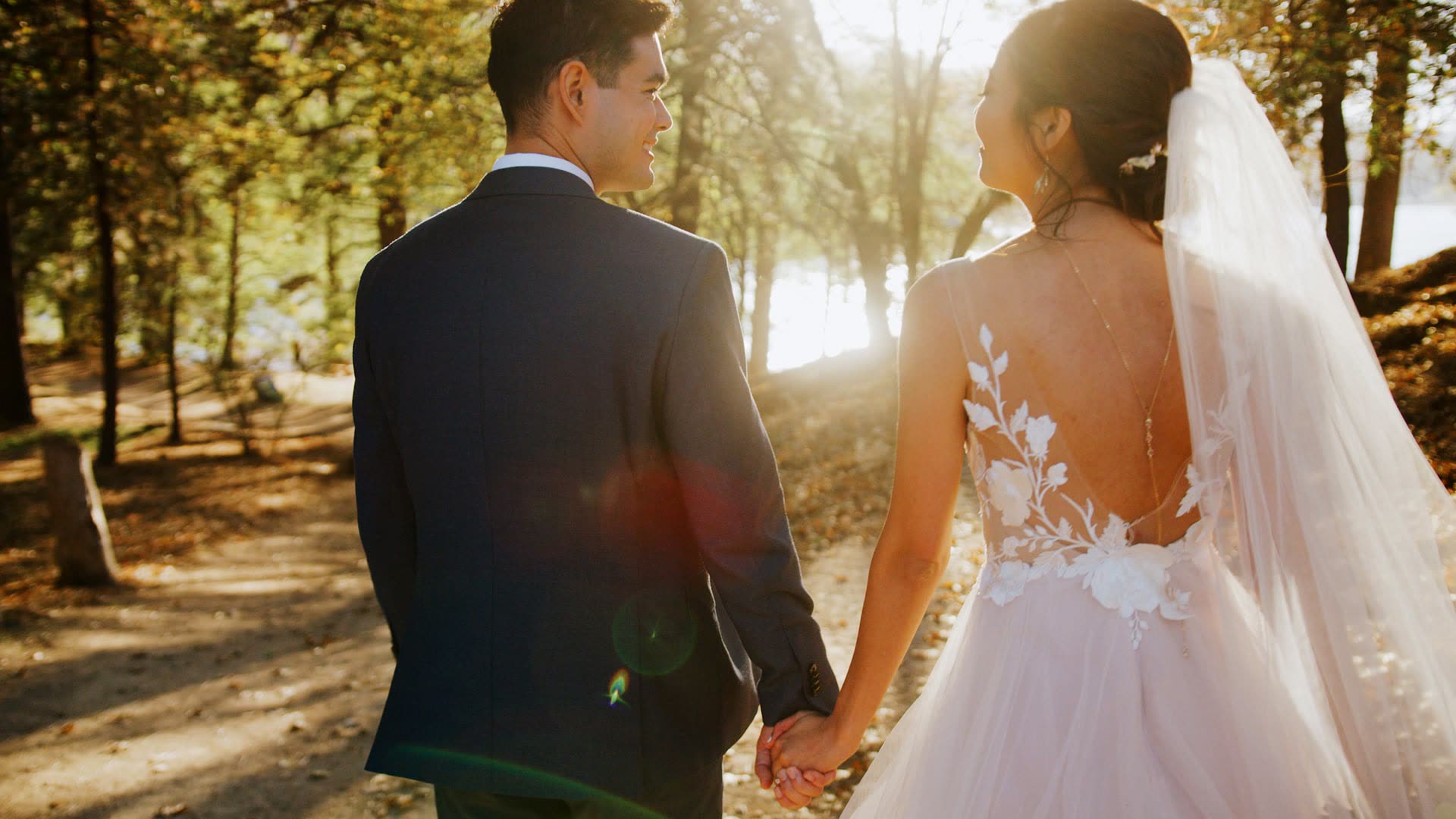 A wedding film still at San Moritz Lodge, Crestline