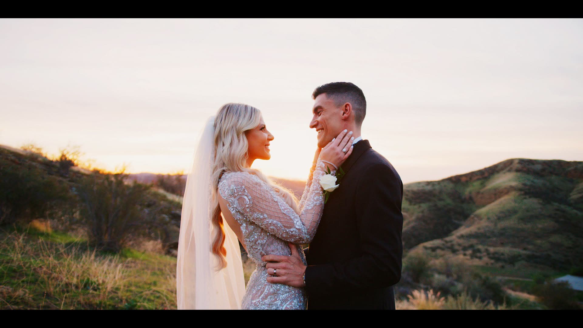 Jordan and Leana together at sunset on the ridge at Hummingbird Nest Ranch