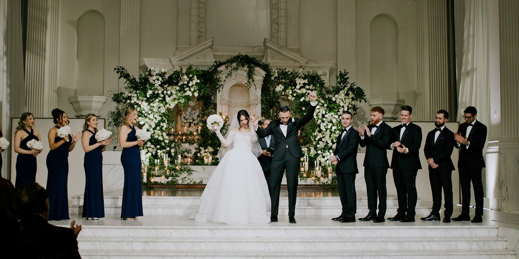 Markar and Giavonna with their wedding party in Los Angeles