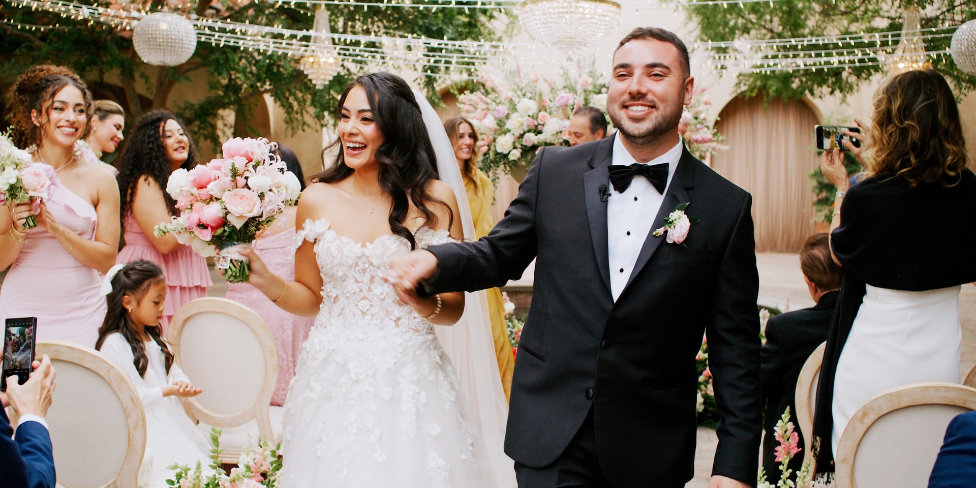 Zaidal and Yasmeen's recessional through the Serra Plaza courtyard in San Juan Capistrano