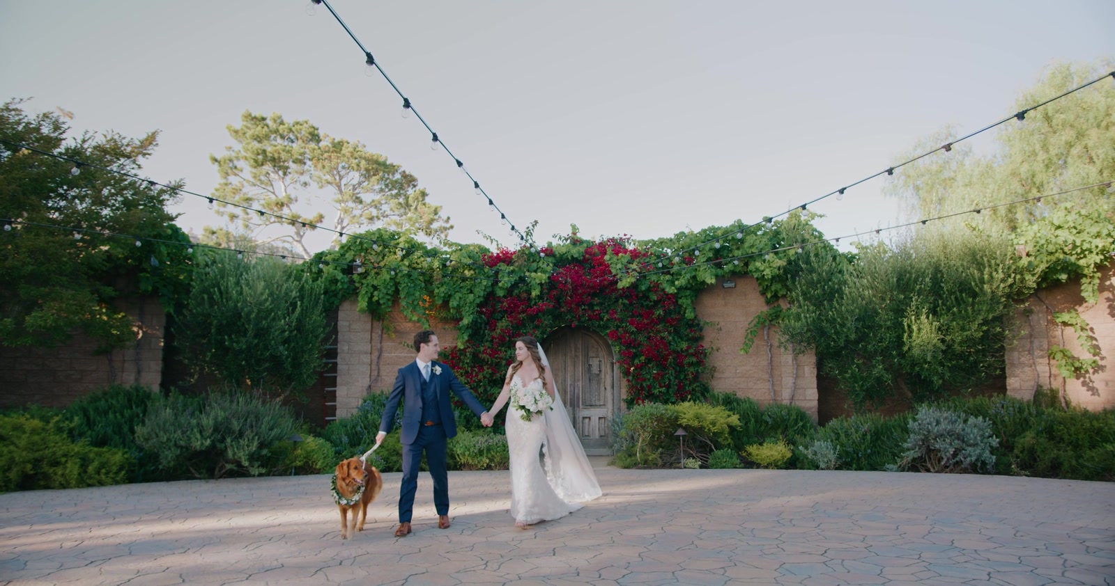 A still from Hudson & Tiffany's wedding film at Catalina View Gardens